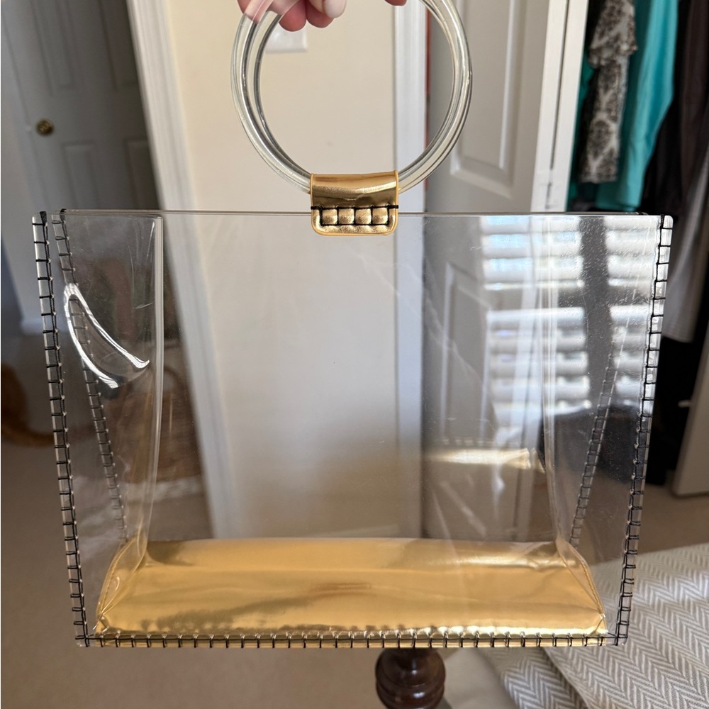 Chic Transparent Clutch with Gold Accents